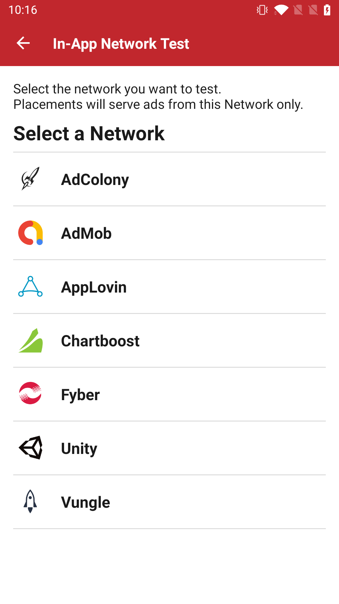 In-App Network Test