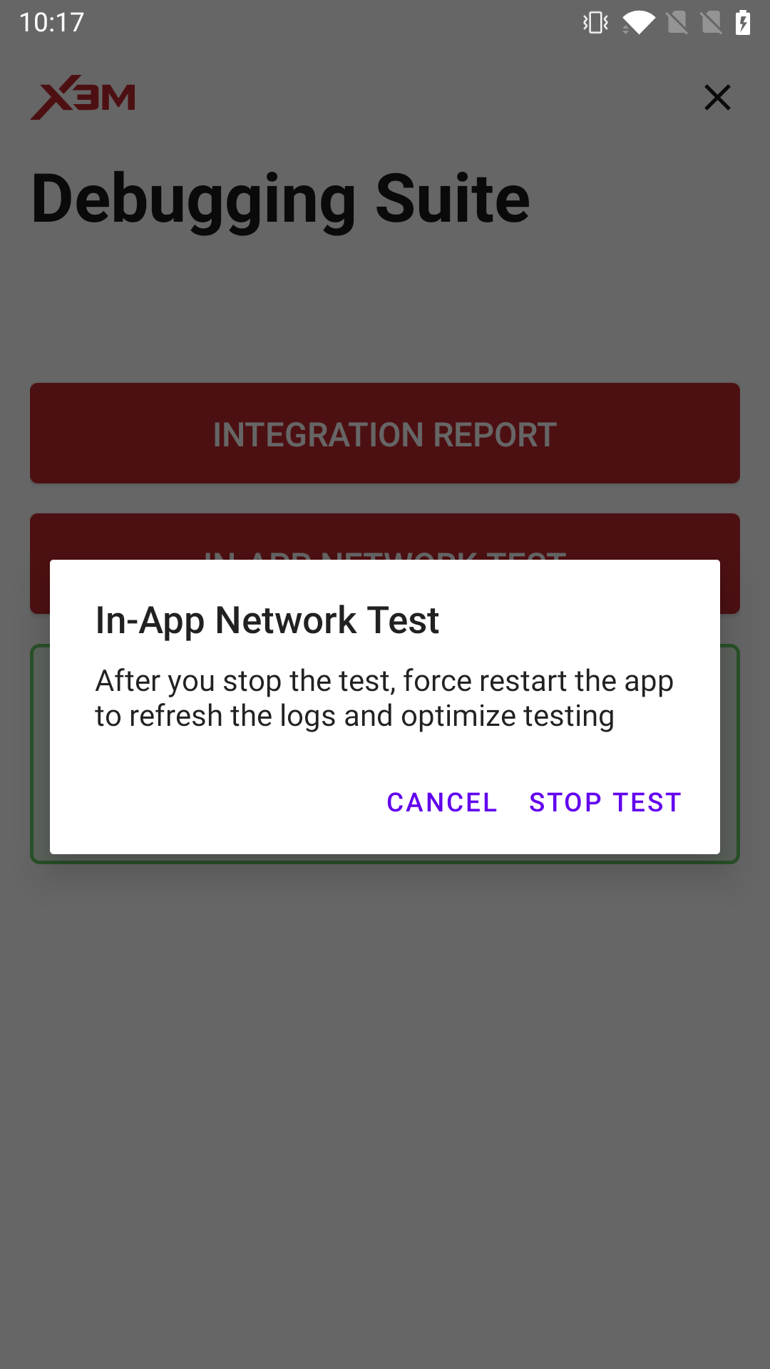 Stop In-App Network Test