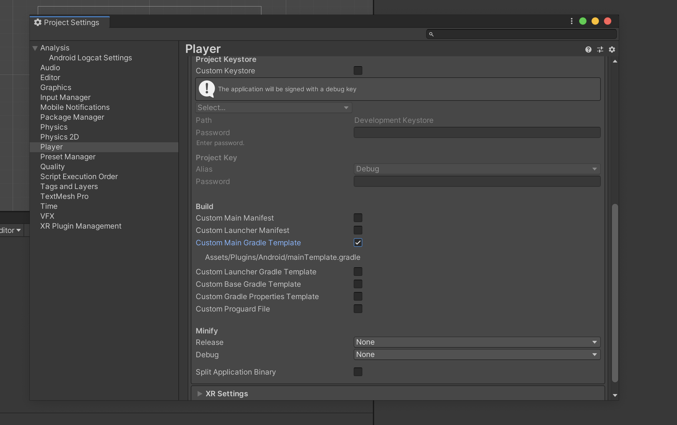 Android Player Settings